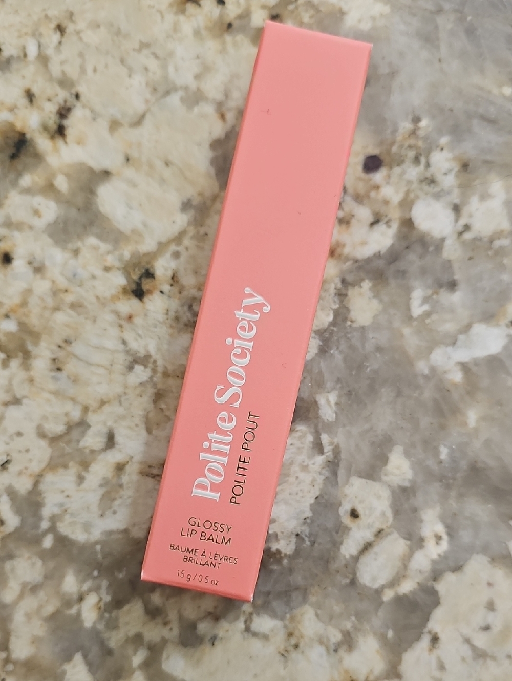 Polite Pout Glossy Lip Balm - Peach Bellini - New, in box - Full Size